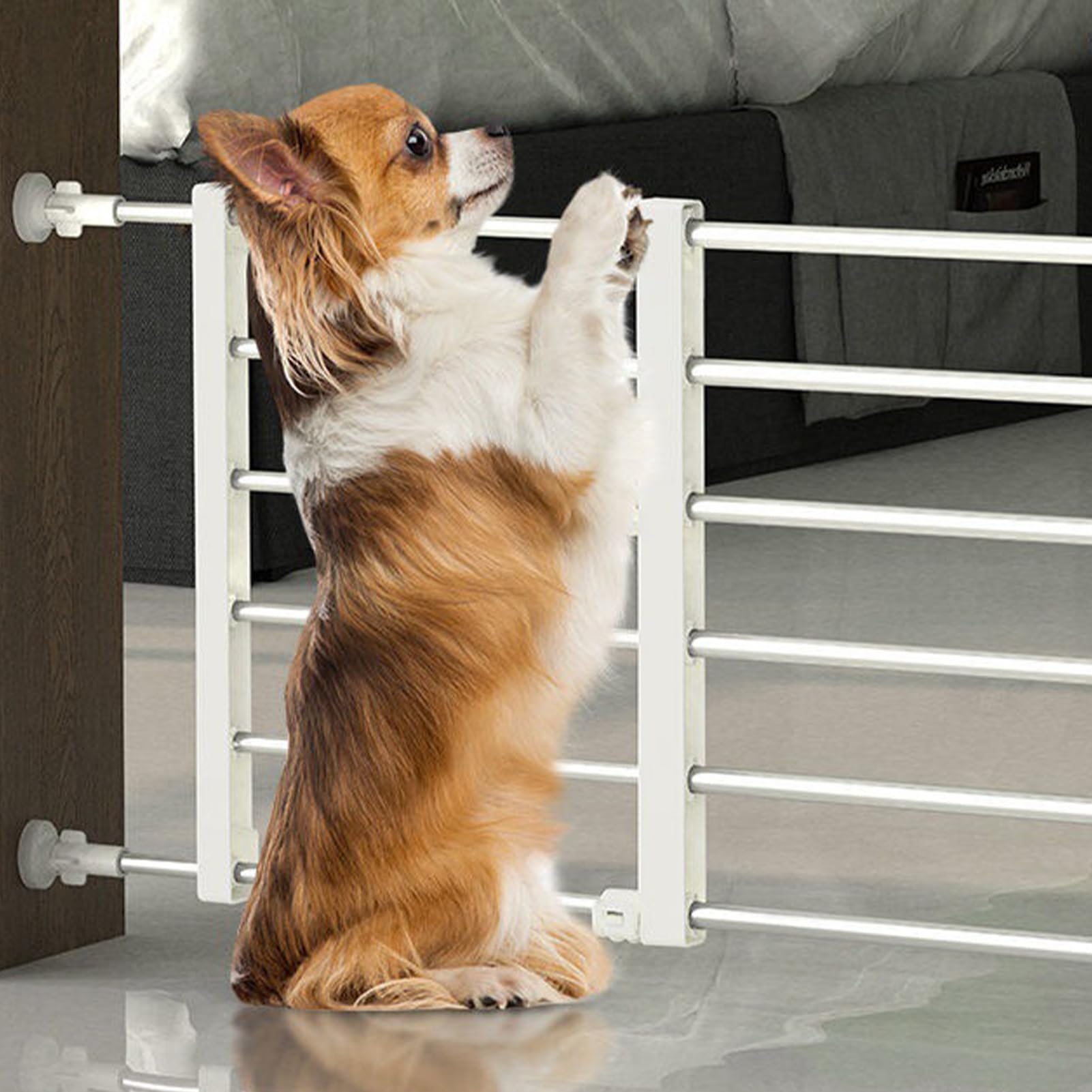 Barrera retráctil para perros para escaleras, barrera ancha para perros, valla retráctil de protección para perros, pluma de valla para mascotas sin taladrar