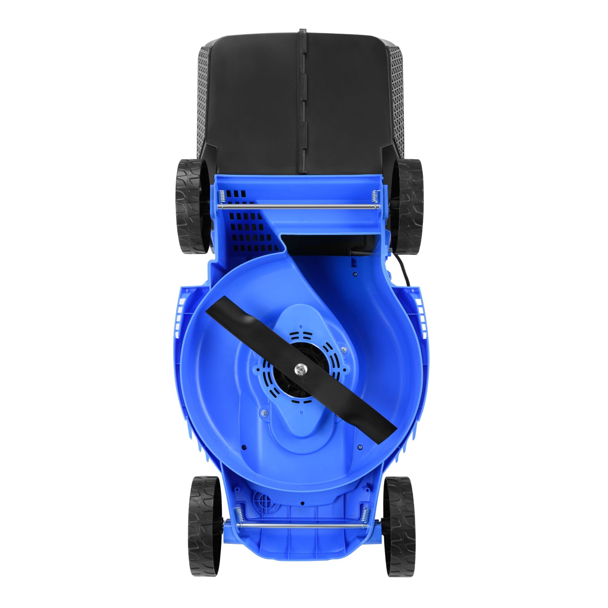 KANWOD Tondeuse à Gazon électrique 1200 W, Largeur de Coupe 34 cm, Bac Ramassage 30 L, Hauteur de Coupe Réglable sur 3 Niveaux de 30 à 70 mm, Idéal pour pelouse jusqu'à 500 m², Gris/Bleu
