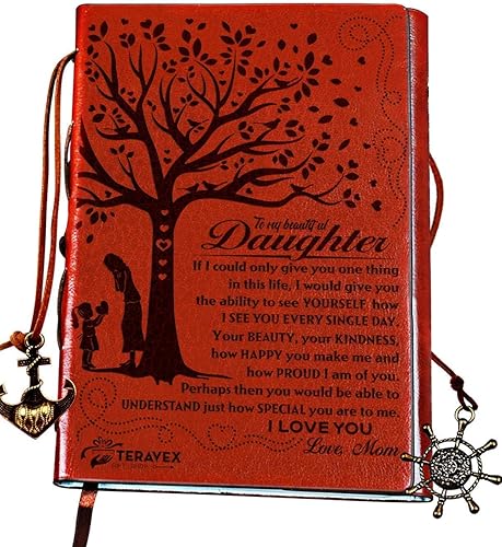 Regalos de mamá a hija, diario de escritura, diario personal, diario rayado, viajes, cuaderno de 6 x 8.75 pulgadas, cuaderno de escritor, cuero