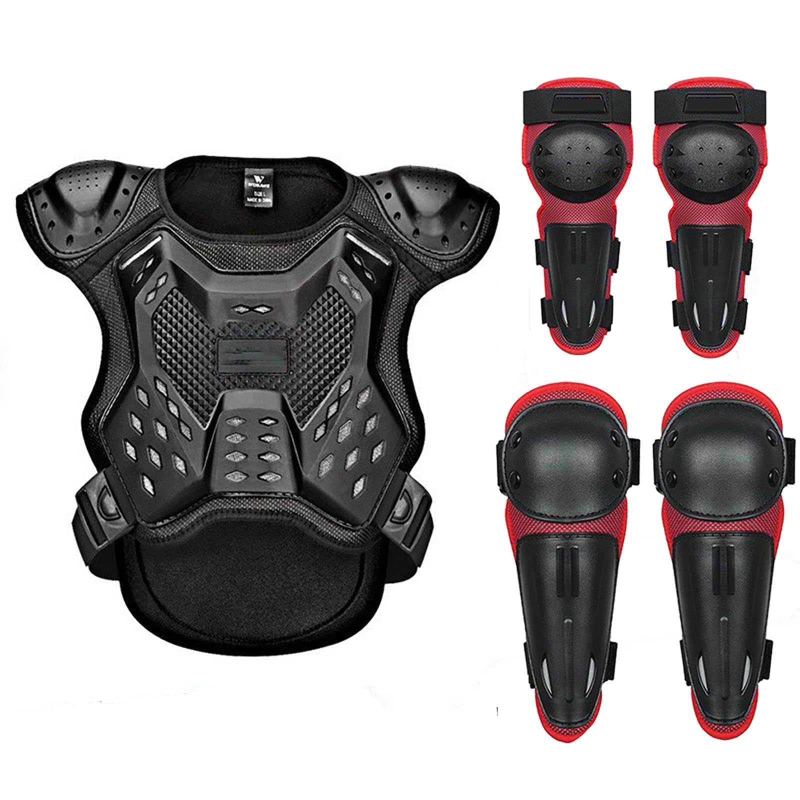 Motorrad-Schutzweste Mit Ellbogen- Und Knieschonern, Atmungsaktiver Körperschutz Für Motocross, Trailriding, Mountainbike, BMX Und Offroad-Fahrten