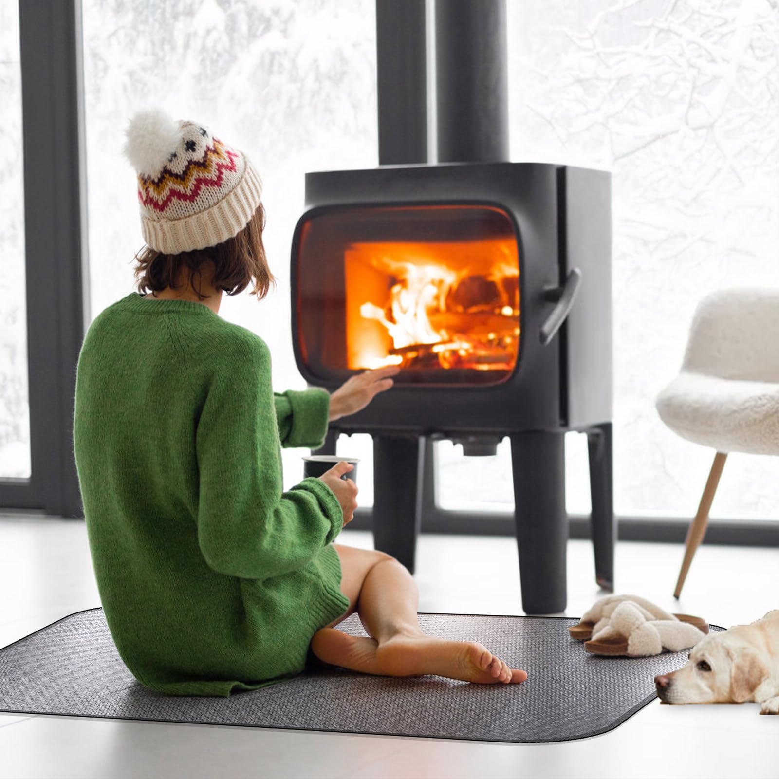 Tappetino ignifugo, 50 x 70 cm, protezione dal calore in fibra di silicone, resistente al fuoco, protezione dalle scintille, protegge i pavimenti dalle scintille per caminetti, focolari