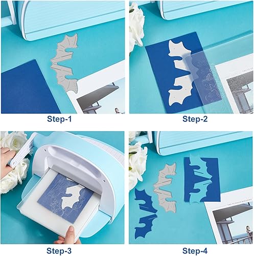 Miniatura 3 de BENECREAT 2 plantillas de troqueles de corte de papel de metal troqueladas, caja de regalo de caramelo de murciélago 3D, plantillas en relieve de