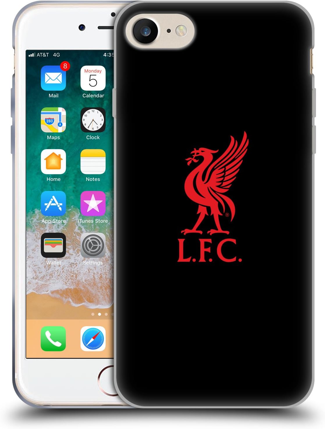 Head Case Designs Officially Licensed Liverpool Football Club Red Logo On Black Liver Bird Soft Gel Case Compatible with Apple iPhone 7/8 / SE 2020 & 2022