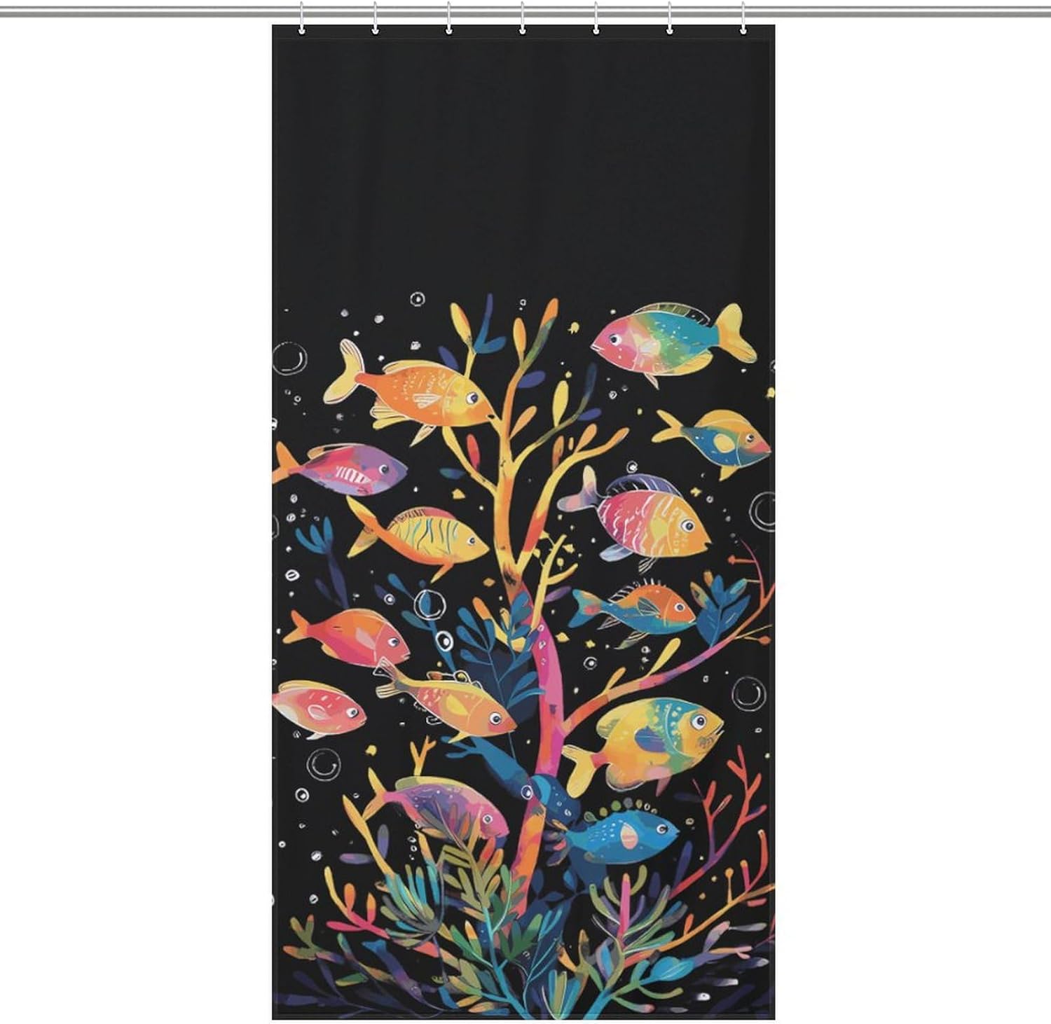 Colorful Fishes Tree Funny Shower Curtains Washable Bath Curtain Liner with Hooks for Bathroom Bath Tubs 36x72Inch（92x183cm）