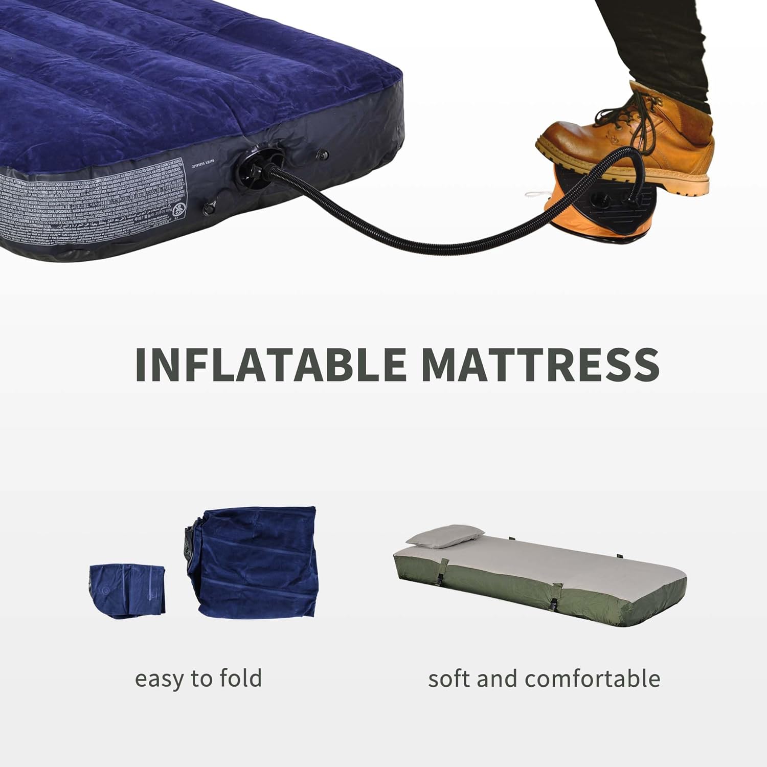 Portable Folding Camping Cot for Adults with Tent - 76" Single Elevated Camp Bed Includes Air Mattress, Sleeping Bag & Foot Pump, Compact & Lightweight for Hiking, Backpacking(76x32)
