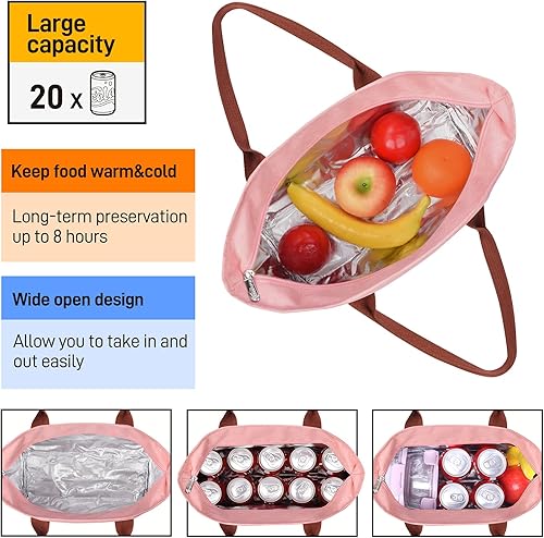 Miniatura 2 de HOMESPON - Lonchera moderna, térmica para caliente y frío, reutilizable, con bolsillos, para mujeres y hombres, para el trabajo, para ir de compras