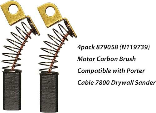 Miniatura 3 de Paquete de 4 cepillos de carbono para motor 879058 (N119739) compatibles con lijadora Porter Cable 7800 para paneles de yeso