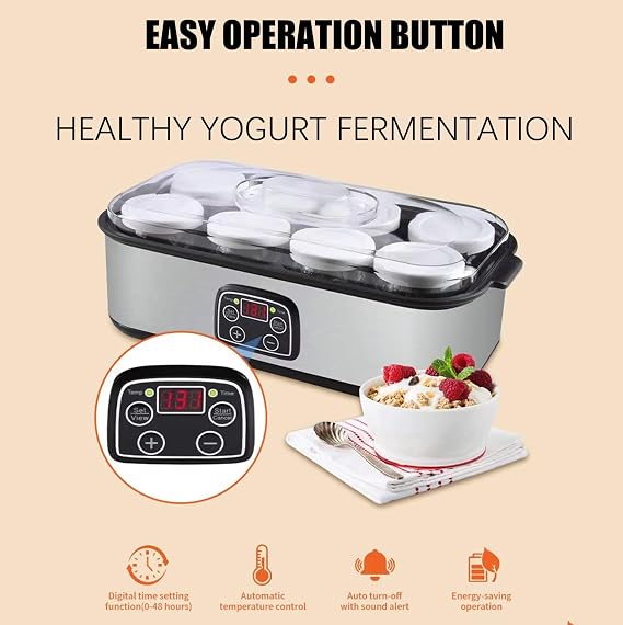 Probiotic Yogurt Motor, Yogurt Maker Machine, Yogurt Maker With Temperature Control, Yogurt Maker 36 Hour With Adjustable Temperature & Time Control, Yogurt Maker With 8 Jar