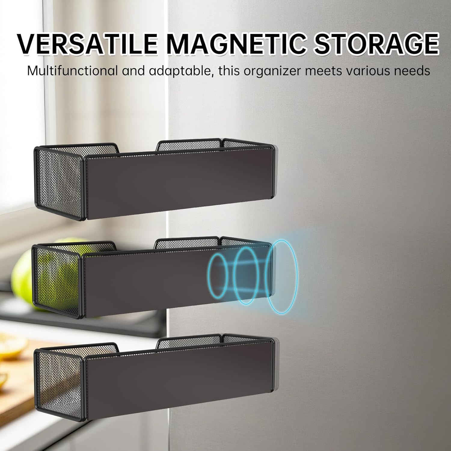 2 pack Magnetic Basket Organizer Holder for Fridge Magnetic Shelf Magnetic Storage Bin Box Containers for Refrigerator Whiteboard Classroom Magnetic Organizer
