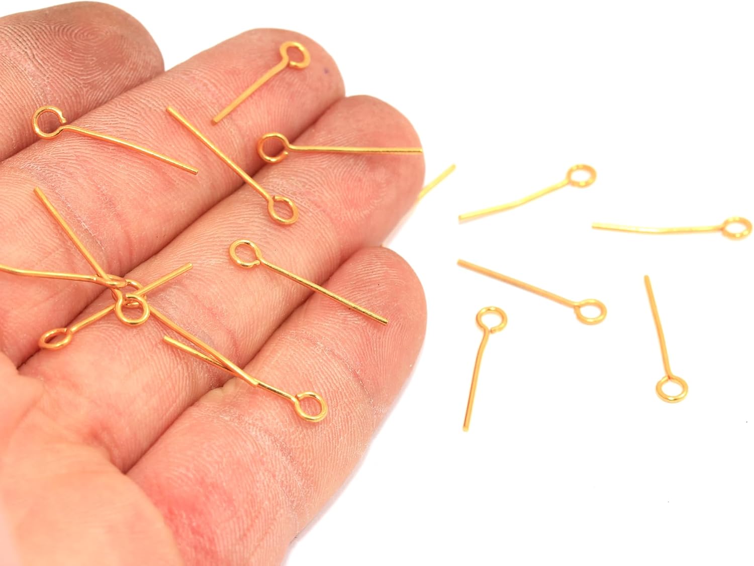 20mm Gold Plated Eye Pins for Jewelry Making, Brass, 25 Pcs