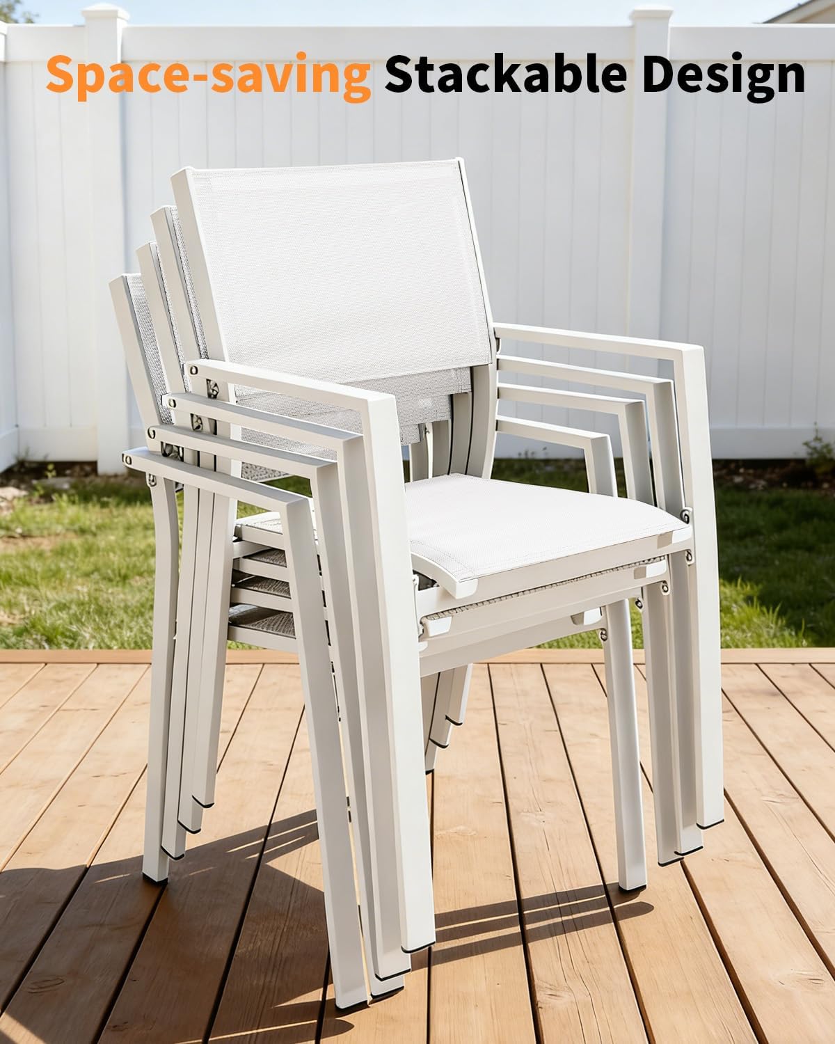 9 Pieces Outdoor Dining Set, Expandable Patio Dining Set for 8 Person, Never-Rust Aluminum Patio Furniture Set with Extendable Dining Table and Stackable Dining Chairs for Backyard, Deck, Lawn