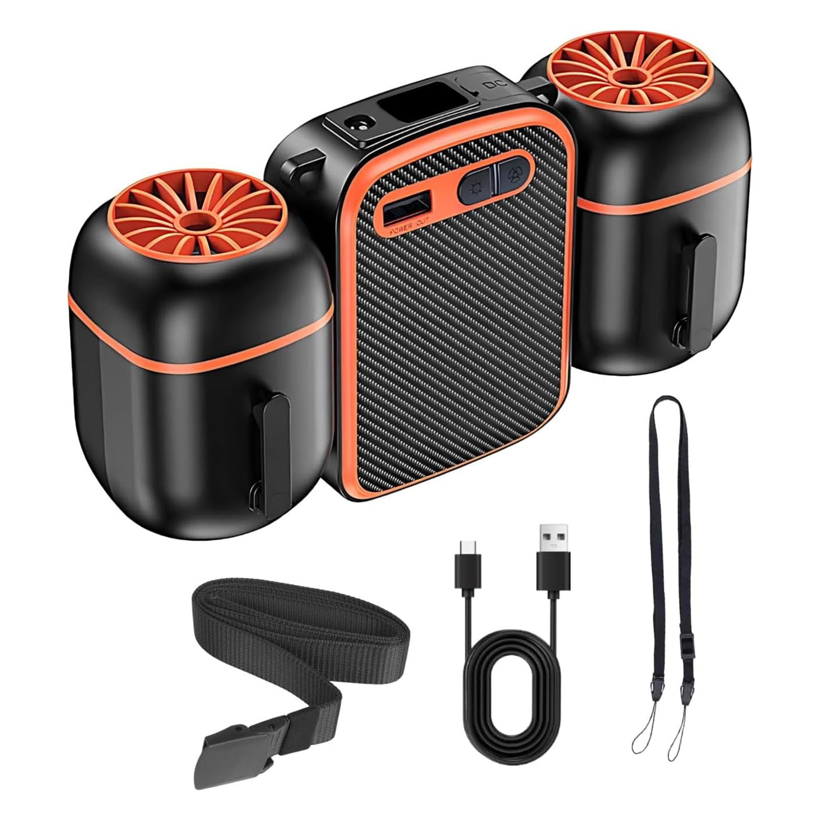 NRVTRE Belt Mounted Fan Waist Clip Fan Wearable Cooling Rechargeable 10000mAh Battery Suitable for and Home Use Belt Mounted