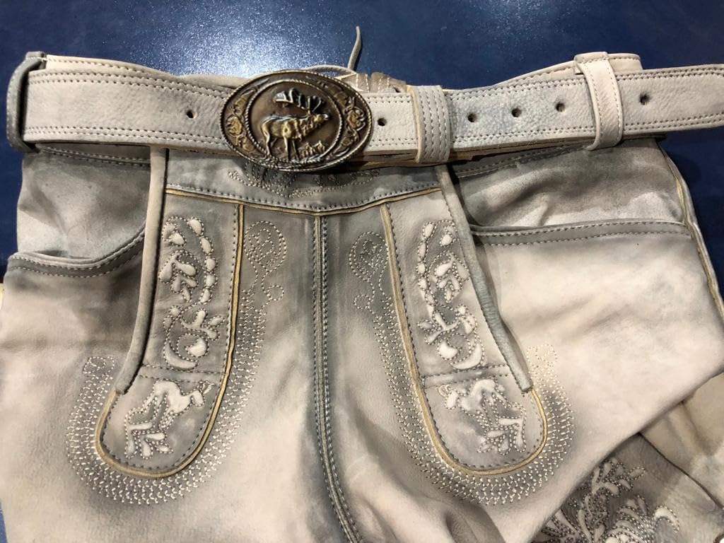 sais Trachten Lederhose, Trachtenlederhose, Oktoberfest Herren Lederhose Trachtenhose inkl Gürtel Größe 48-58