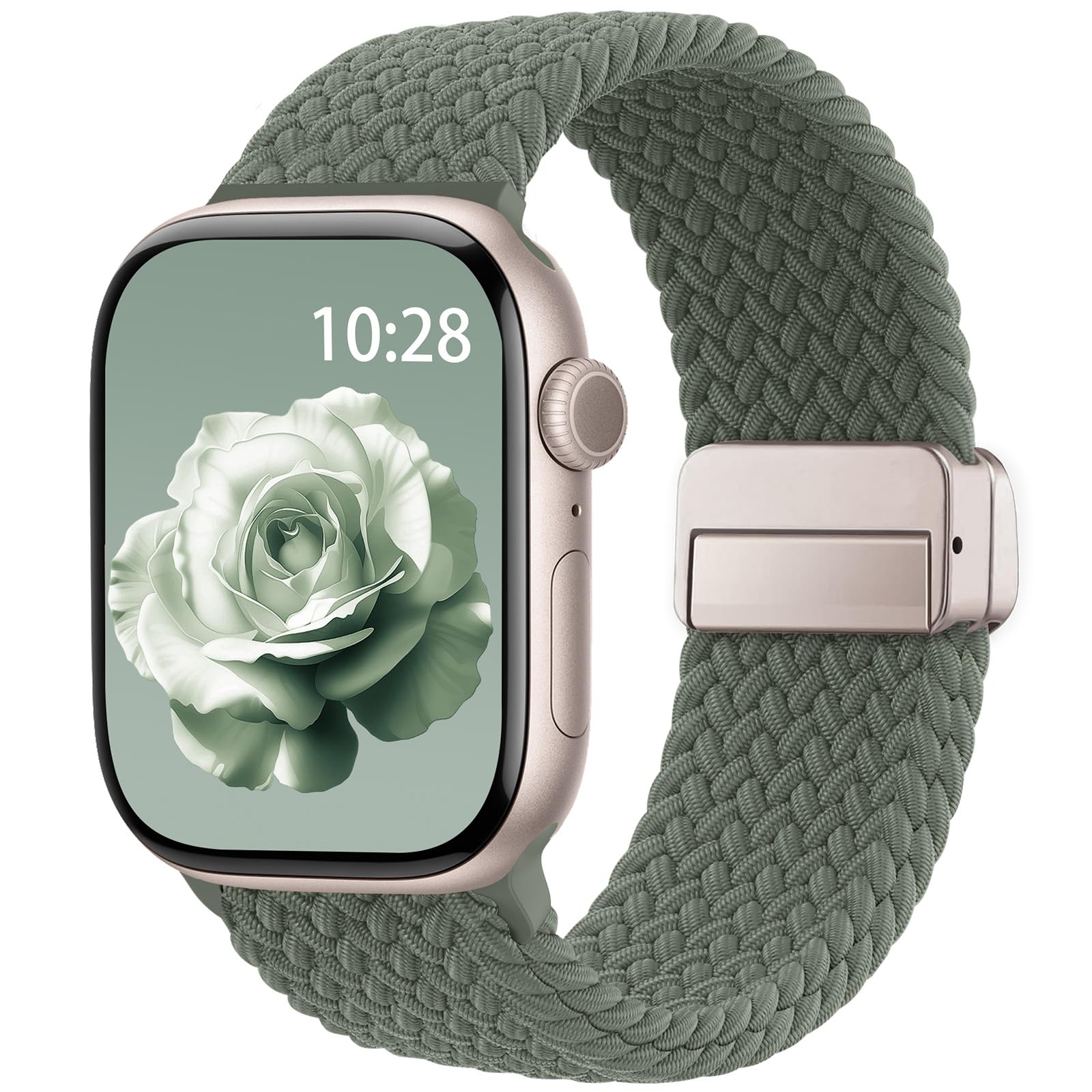 braided stretchy band compatible with apple watch bands 38mm 40mm 41mm 42mm 44mm 45mm 46mm 49mm women men, soft nylon solo loop magnetic sport strap for iwatch series 11 10 9 8 7 6 5 4 3 2 1 se ultra