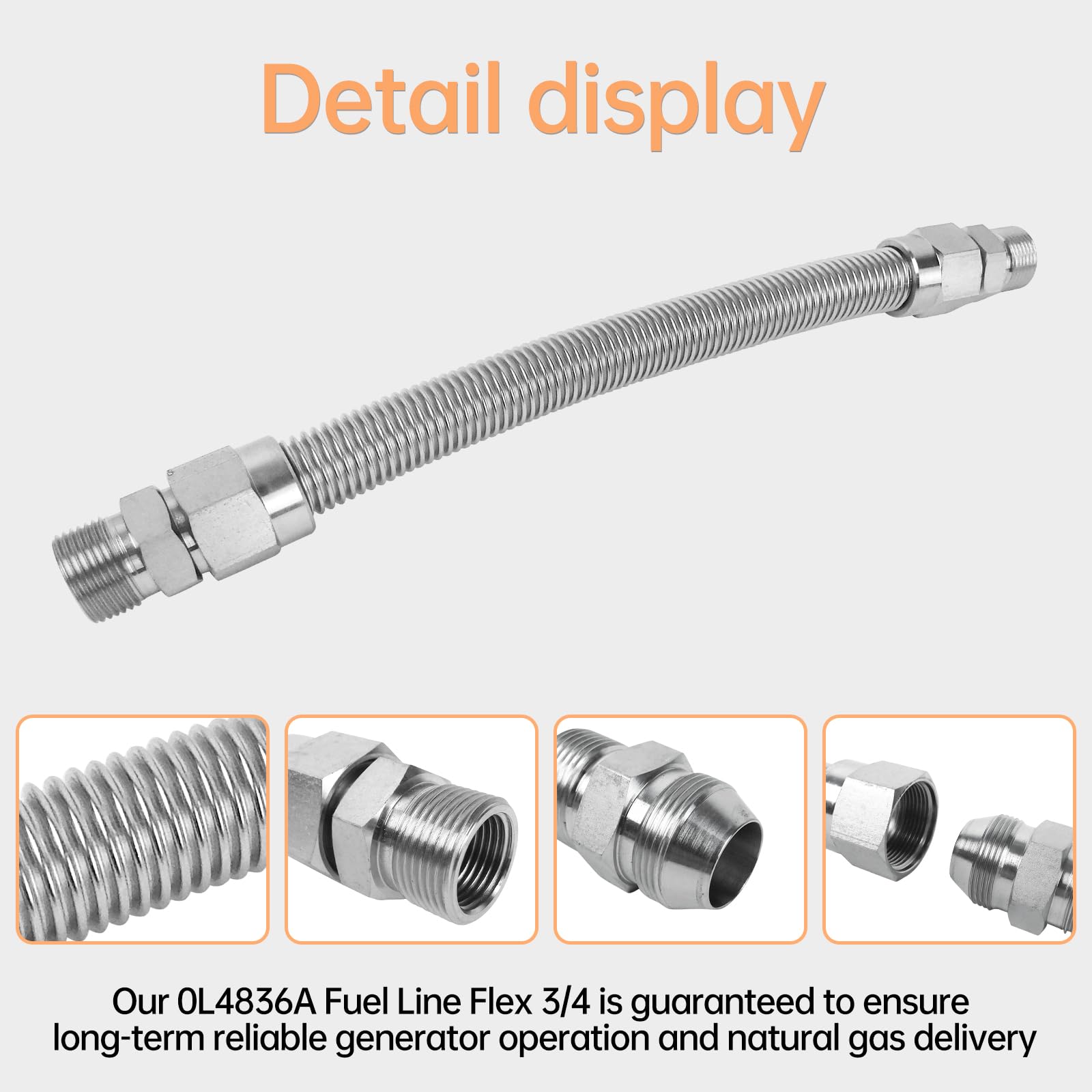 Flexible Gasleitung Für Generator – Edelstahl, 38,1 Cm, 3/4“ Außengewinde, Ersetzt 0L4836A 0D3031