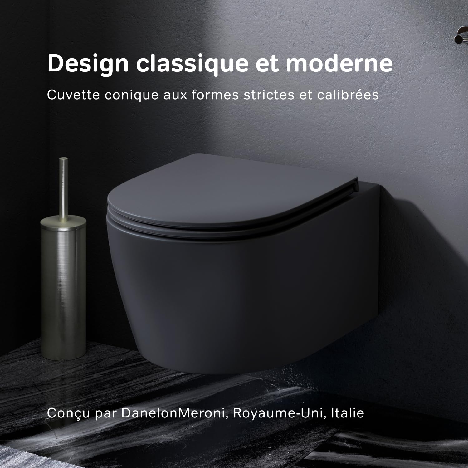 AM.PM WC suspendu cuvette et WC surélevé avec abattant SoftClose, cuvette murale en céramique sans rebord, design moderne pour salle de bain