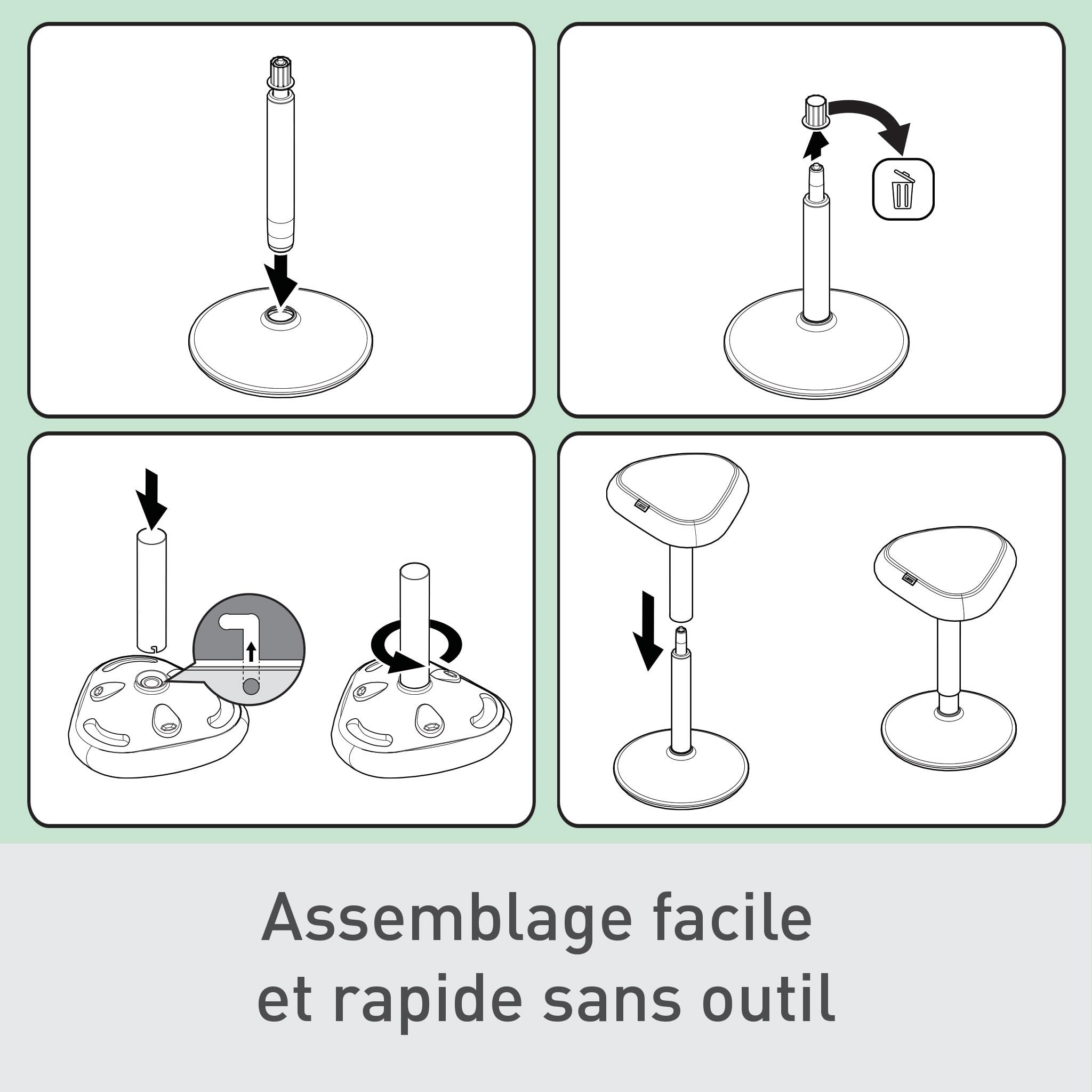 Leitz, Tabouret Assis-Debout Ergonomique, Pivotant & à bascule, Hauteur réglable de 57 à 82 cm, Chaise / Siège de bureau, Supporte jusqu'à 110kg, Gamme Ergo, Gris foncé, 65450089