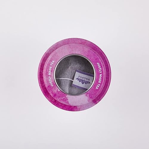 Vista 15 de JusTea Purple JASMINE - Té morado de hojas sueltas Lata con cuchara de té tallada a mano Más de 40 tazas (3.2 onzas) Bajo en cafeína