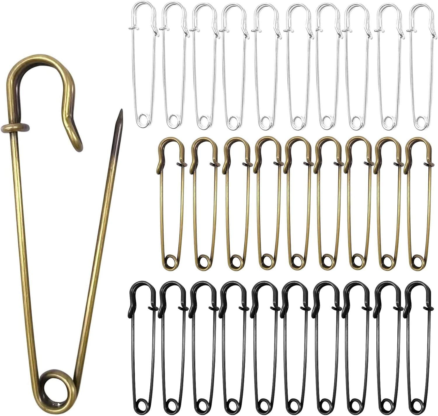 Safety Pins, 30pcs Heavy Duty Blanket Pins, Safety Pins Large, Bulk