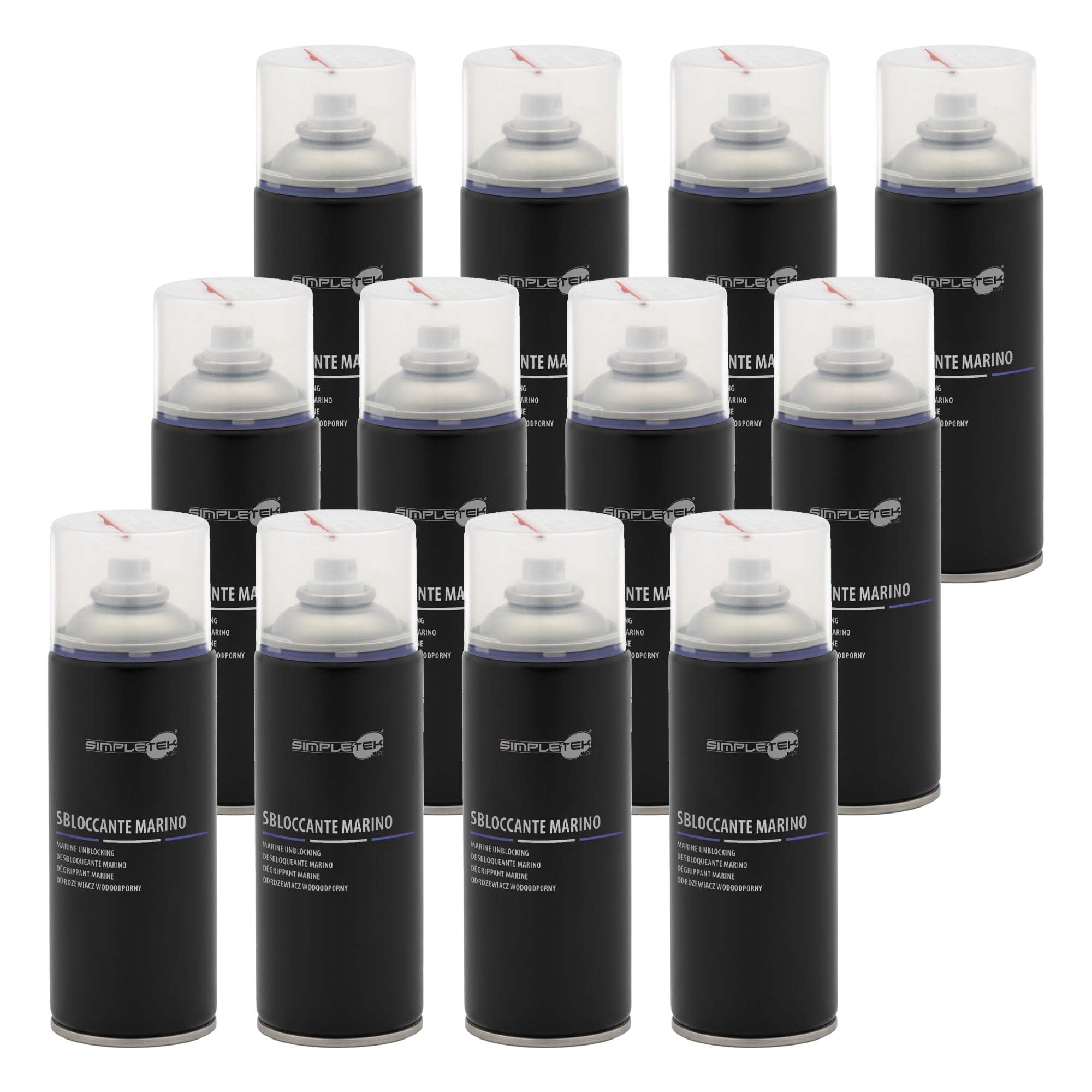 SIMPLETEK - 12x Sbloccante Marino Lubrificante Spray Motori Catene 400ml | Sbloccante marino