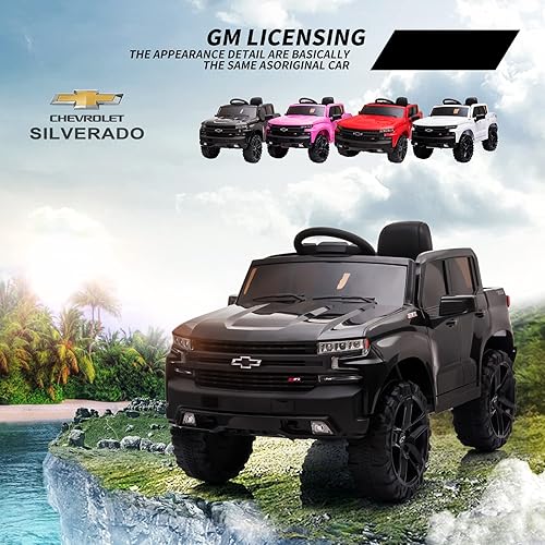 Miniatura 5 de Vehículo de paseo de 12 V, funciona con batería con licencia Chevrolet Silverado GMC Kids Ride On Truck, vehículos eléctricos de juguetes con