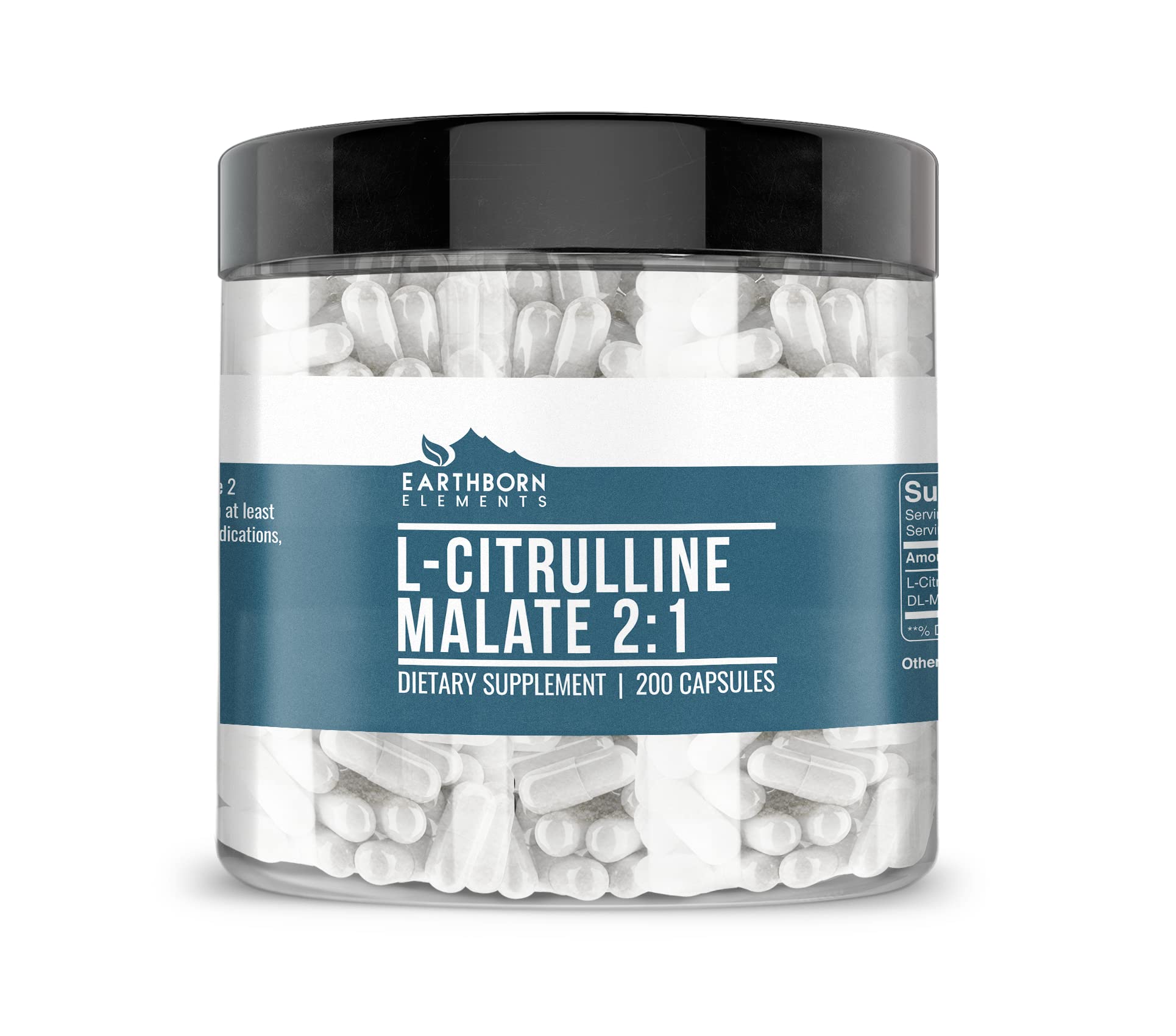 Earthborn Elements L-Citrulline DL-Malate 2:1, 200 Capsules, Pure & Undiluted, No Additives