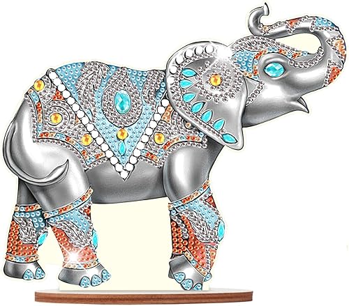 Kit de adornos de mesa de pintura de diamantes de animales, elefante, arte de diamante 5D, decoración de escritorio, cuentas especiales por número,