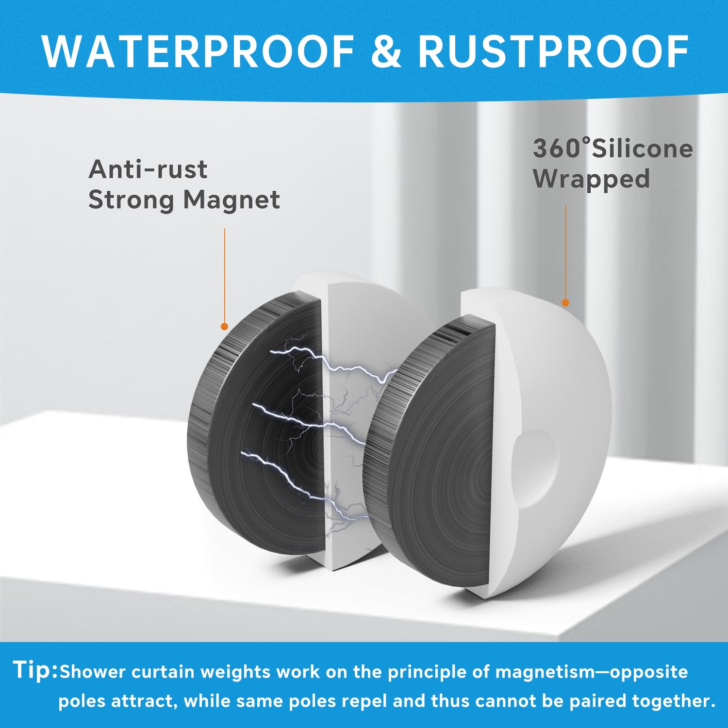 Shower Curtain Weights - Rustproof & Waterproof -3