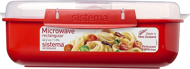 Sistema Rectangle Microwave Container | 1.25 L | BPA-Free | Red/Clear