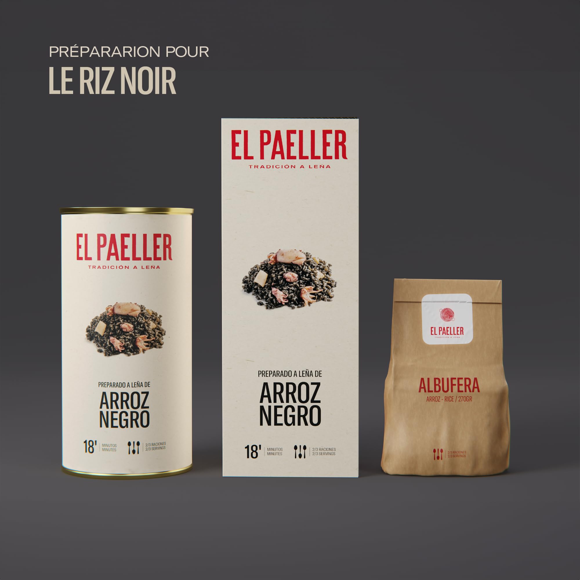 EL PAELLER - Preparado Arroz Negro | Sabor Auténtico | Cocinado Artesanalmente a Leña | Ingredientes 100% Naturales | Para 2-3 Personas | Fácil de Preparar en solo 18 Minutos | Sin Gluten