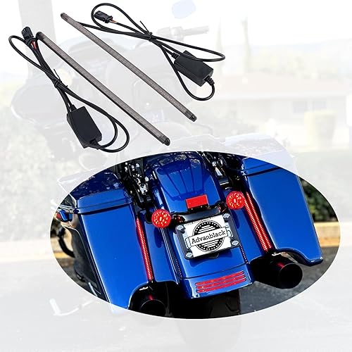 Advanblack PHANTOM - Luces LED de llenado, luz trasera para guardabarros traseros para Harley Touring FLH 2014+ - CorrerFreno secuencial señal de