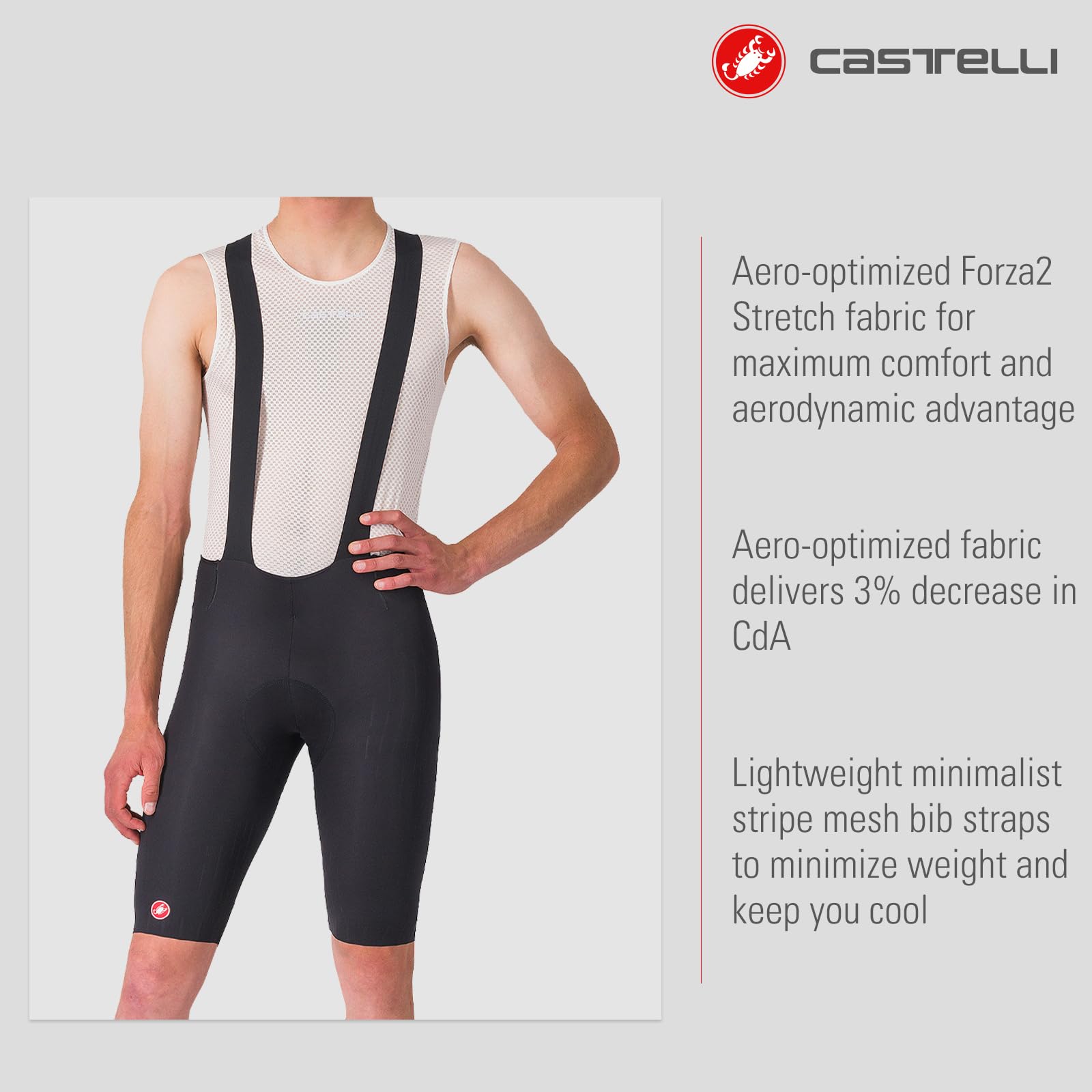 CASTELLI Free Aero Race S Trägerhose für Herren, aerodynamische Rennradbekleidung, Pro-Level-Sitzpolster für Radfahren und Rennen auf höchstem Niveau