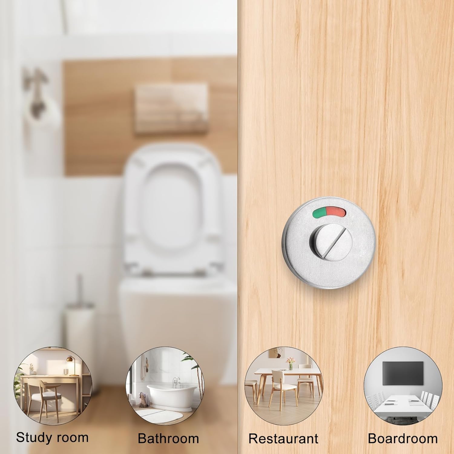 HENGBIRD Rosetta per WC con indicatore di occupazione, in acciaio inox, per porta WC, in acciaio inox, bagno