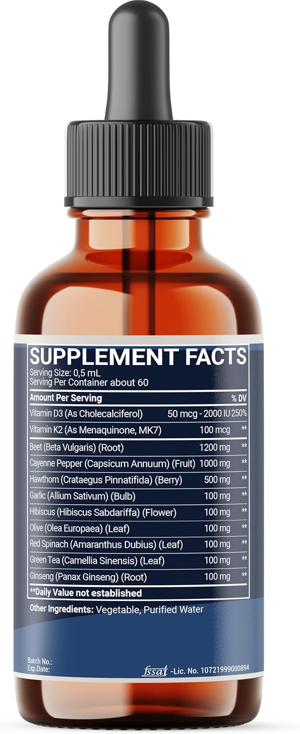 11in1 Beet Root Liquid Drops - Support Overall Wellness - with Vitamin D3, Vitamin K2, Hawthorn Berry, Cayenne Pepper, Garlic, Hibiscus, Olive, Red Spinach, Green Tea - 1 FL Oz - 60 Day Supply - Image 8