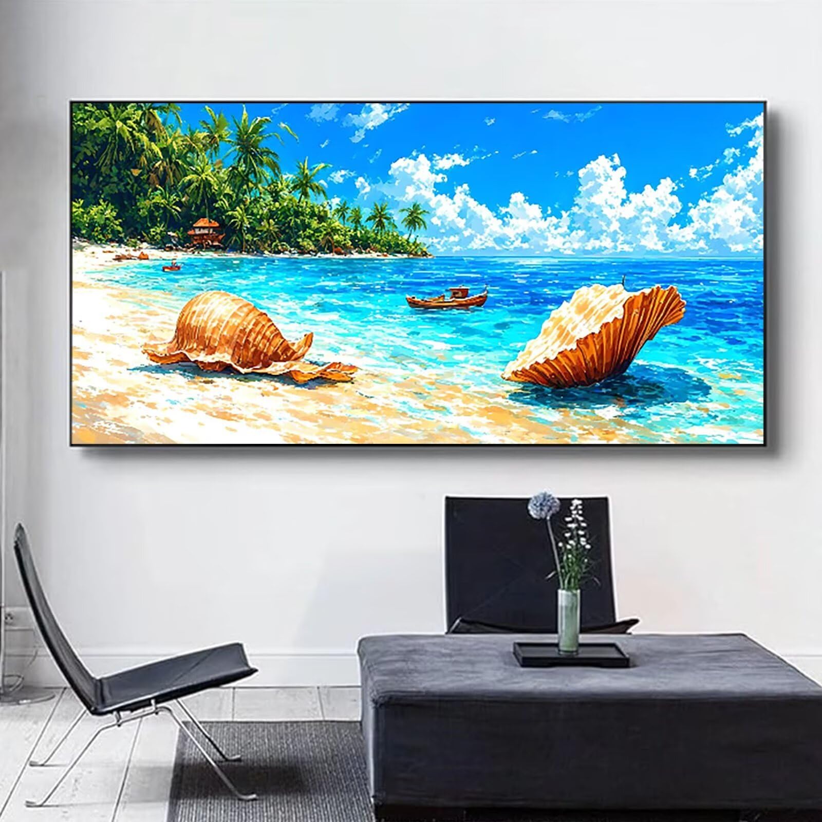 Malen nach Zahlen Kinder Landschaft, Malen Nach Zahlen Erwachsene, Geschenke für Mädchen Junge Bastelset, Malen nach Zahlen Strand | Malen nach Zahlen Ohne Rahmen, (60x120cm) Bastelset Erwachsene K-V