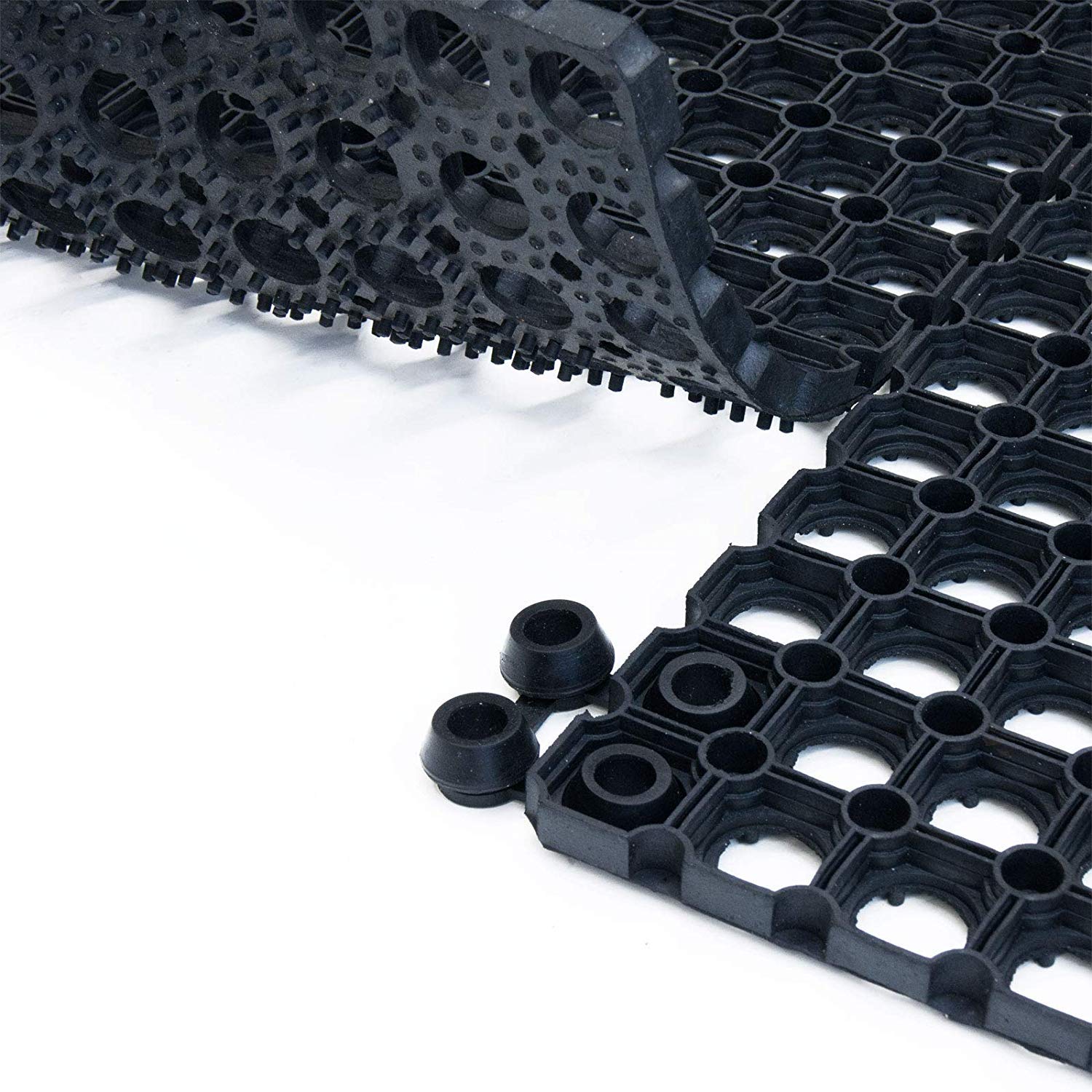TREND Tappeto in Gomma Antiscivolo a Griglia - Zerbino Ingresso Esterno, Antisporco, Drenante - Spessore 22 mm - 40x60 cm o 40x80 cm - nero (100x150 cm)