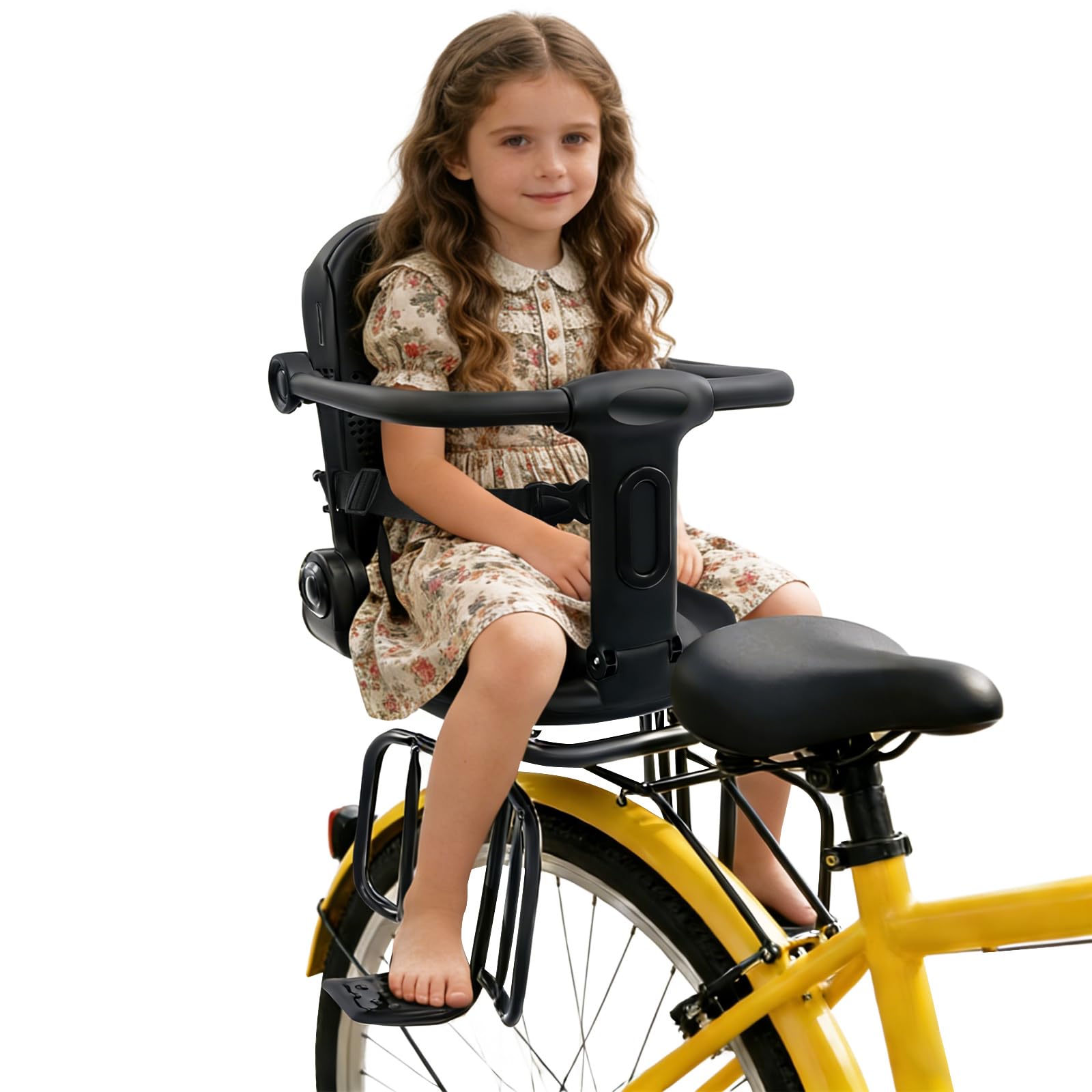 Kinderfahrradsitz ab 1 bis 8 Jahre, Rücksitz für Kinderfahrräder, Sicherheit Fahrrad-Zubehör für Outdoor, verstellbare Gurt, Tragfähigkeit 30kg, hoher Barriere