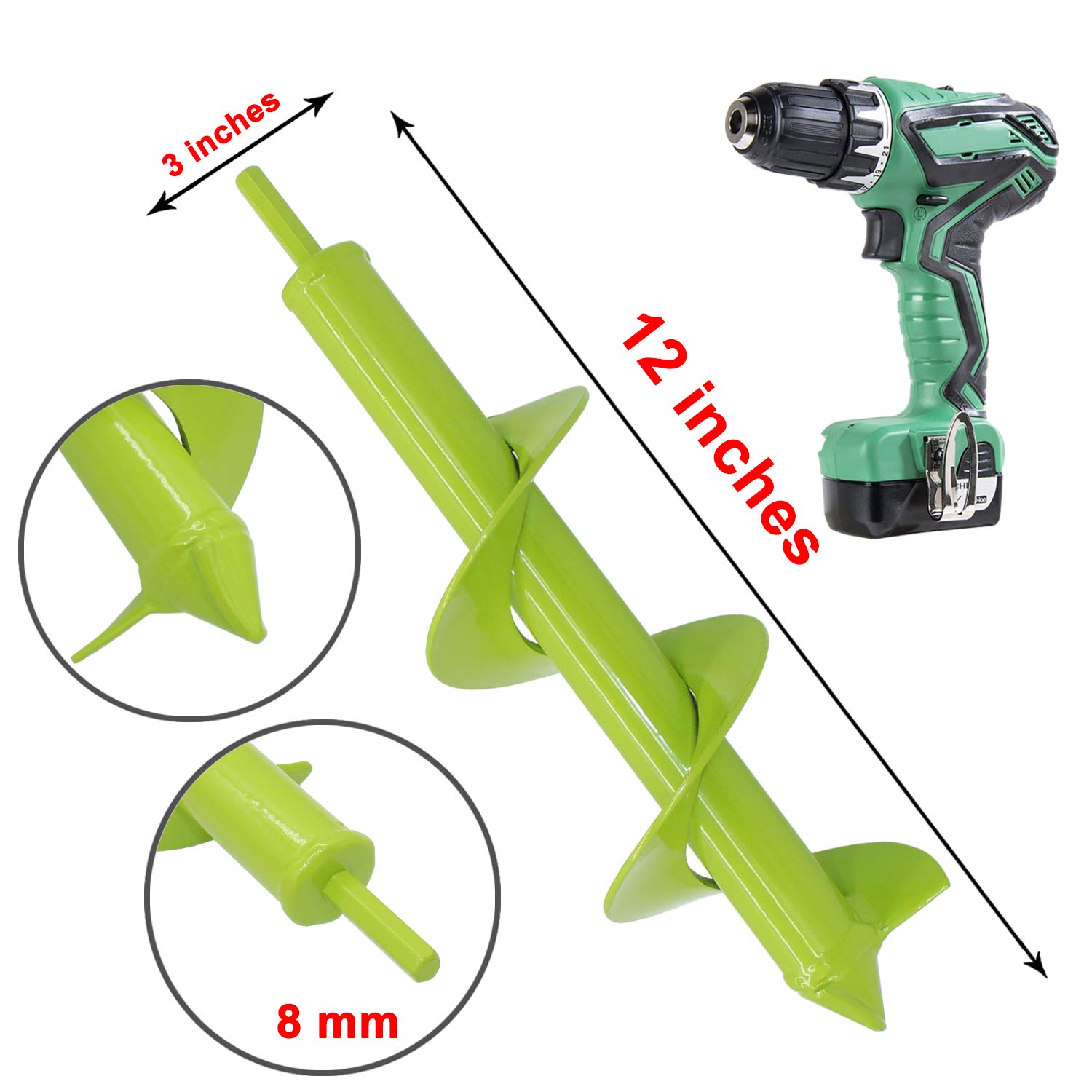 [Upgrade Version] Blika Auger Drill Bit, fits Rocky Soil & Clay, Garden Plant Flower Bulb Auger 3" x 12" Rapid Planter, Post or Umbrella Hole Digger for 3/8" Hex Drive Drill