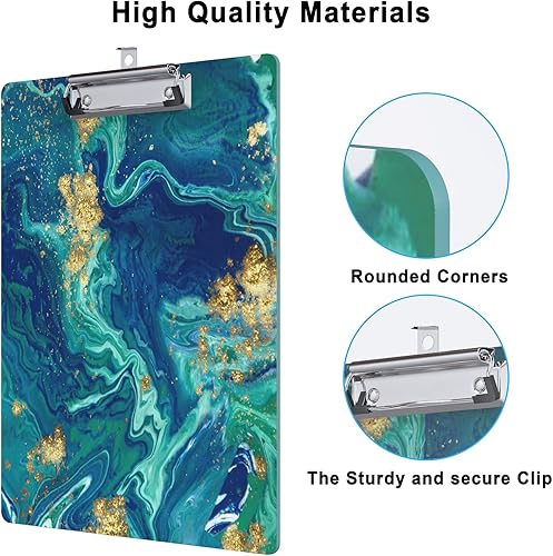 Miniatura 4 de Portapapeles de diseño decorativo de madera tamaño A4 carta para aula y oficina, tamaño estándar 9" x 12.5" con clip de metal de perfil bajo -