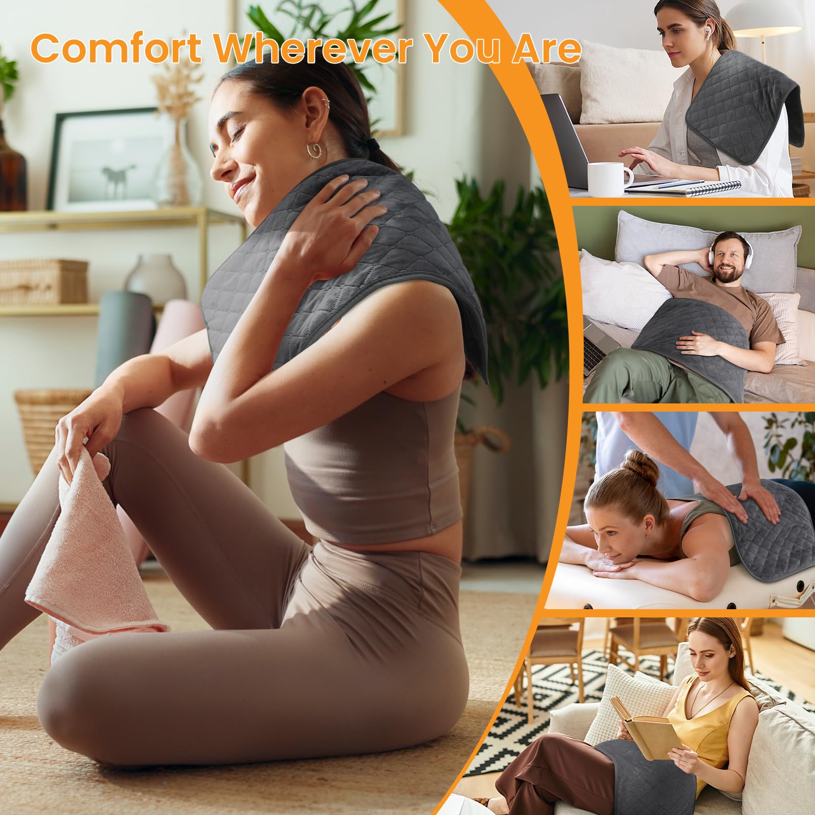 Manta Eléctrica, Almohadilla Térmica Electrica con Función de Apagado Automático, para Espalda, Lumbar, Cervical, 6 Niveles de Temperatura, Lavable a Máquina, Regalo para Padres o Esposa, 30 × 60 CM