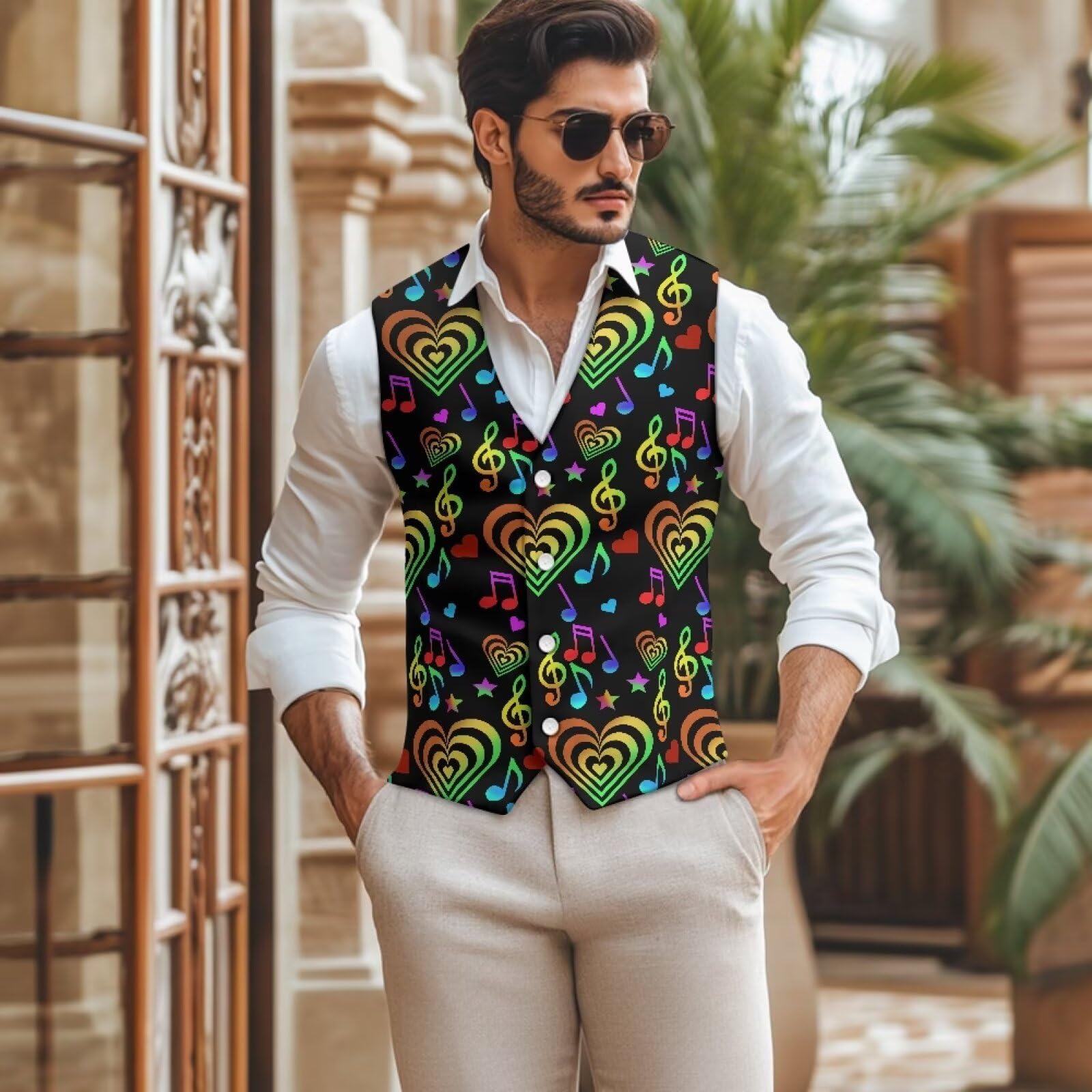 Chalecos para hombre, chalecos casuales de negocios con 4 botones, chaleco formal con cinturón ajustable
