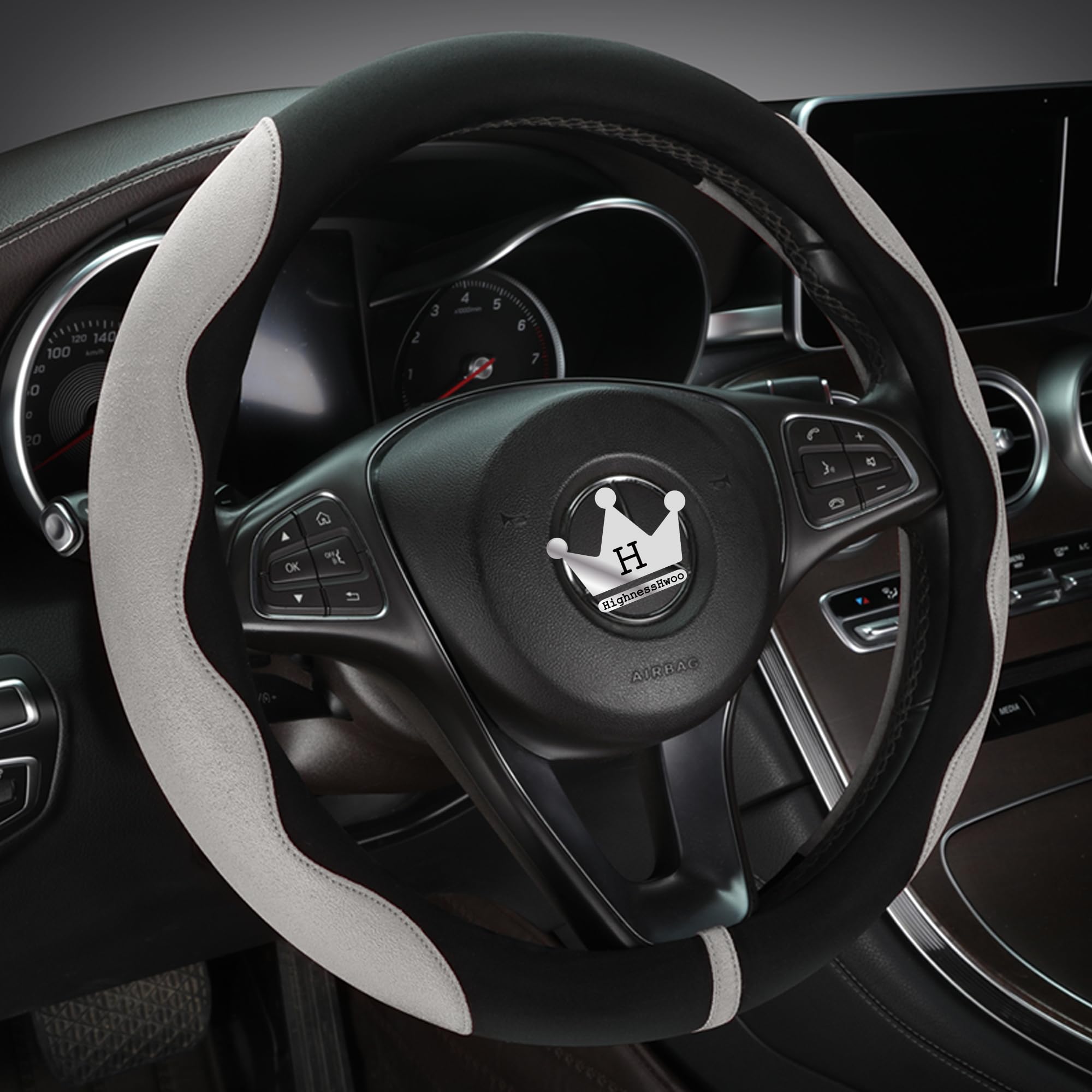 HighnessHwoo Luxury Suede Steering Wheel Cover HH1016