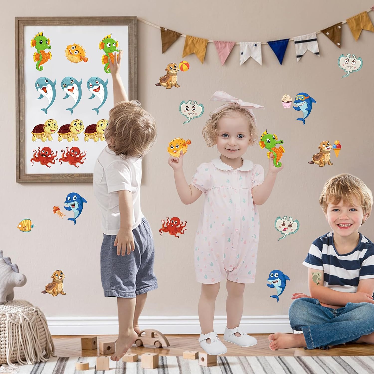 24 Sheets Ocean Animal Make a Face Stickers, Animals Party Games Stickers for Kids, Make Your Own Animal Stickers for Kids Birthday Party Favors Classroom Rewards, Animal Themed Art Craft Supplies