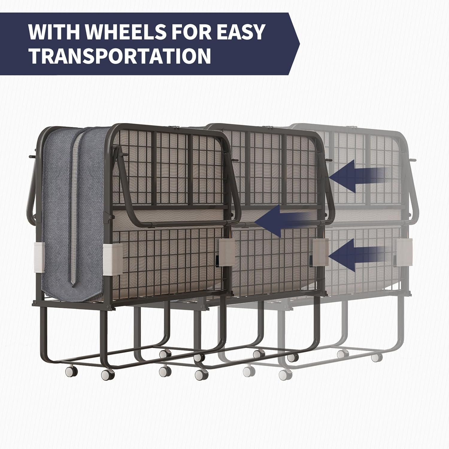 Folding Bed with 5" Memory Sponge Mattress, Portable Fold-able Roll Away Adult Bed for Guest, Soft Padded Sleeping Beds, Space Saving Fold Up Metal Frame, Twin Size - 75 x 46 Inch (Standard)