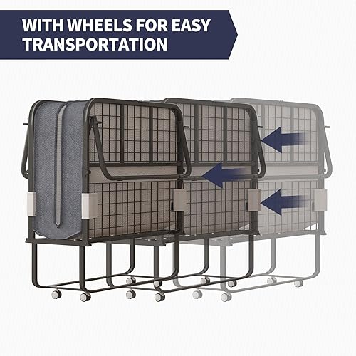 Miniatura 6 de ZAFLY - Cama plegable con colchón de esponja viscoelástica de 5 pulgadas, 75 x 31 pulgadas, cama de invitados portátil de tamaño individual para