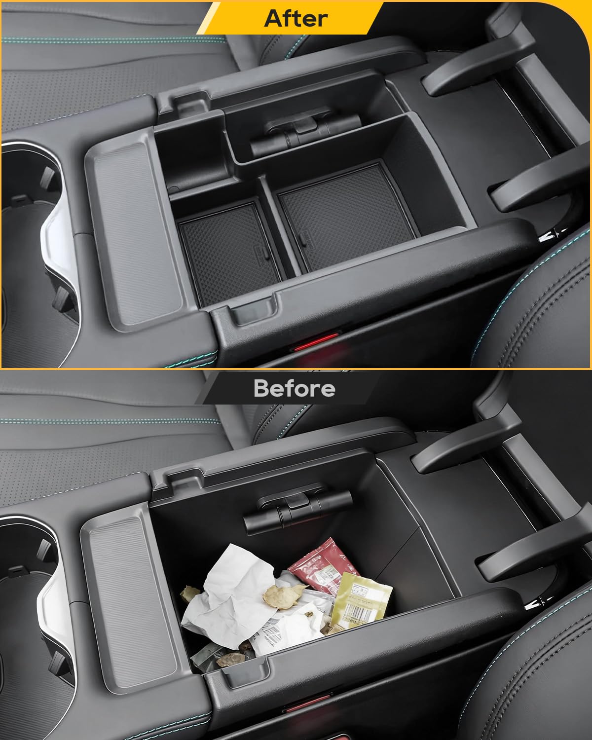 YEE PIN [3 Stück] Kompatibel mit BYD Seal U DM-i 2024 2025 2026 Mittelkonsole Aufbewahrungsbox-Set, Mittelkonsole Armlehnebox & Konsolenfach unten aus TPE & Mittelkonsolen Ablagefach