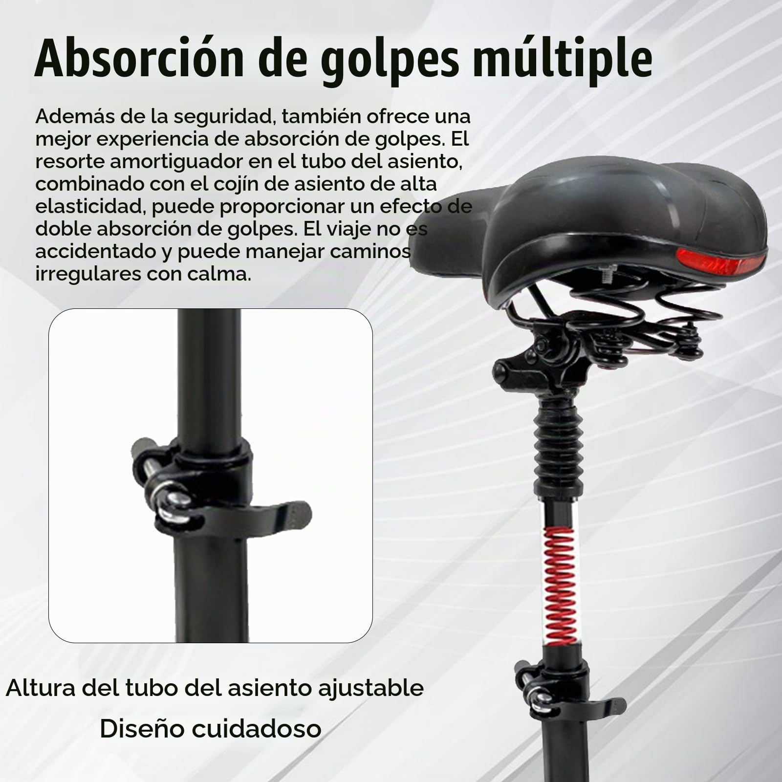 Asiento para Patinete Eléctrico ZT3Pro con Amortiguación, Altura Ajustable de 45 a 65 cm Sillín Plegable para Patinete Eléctrico Homologado Ideal para Ciclismo de Larga Distancia