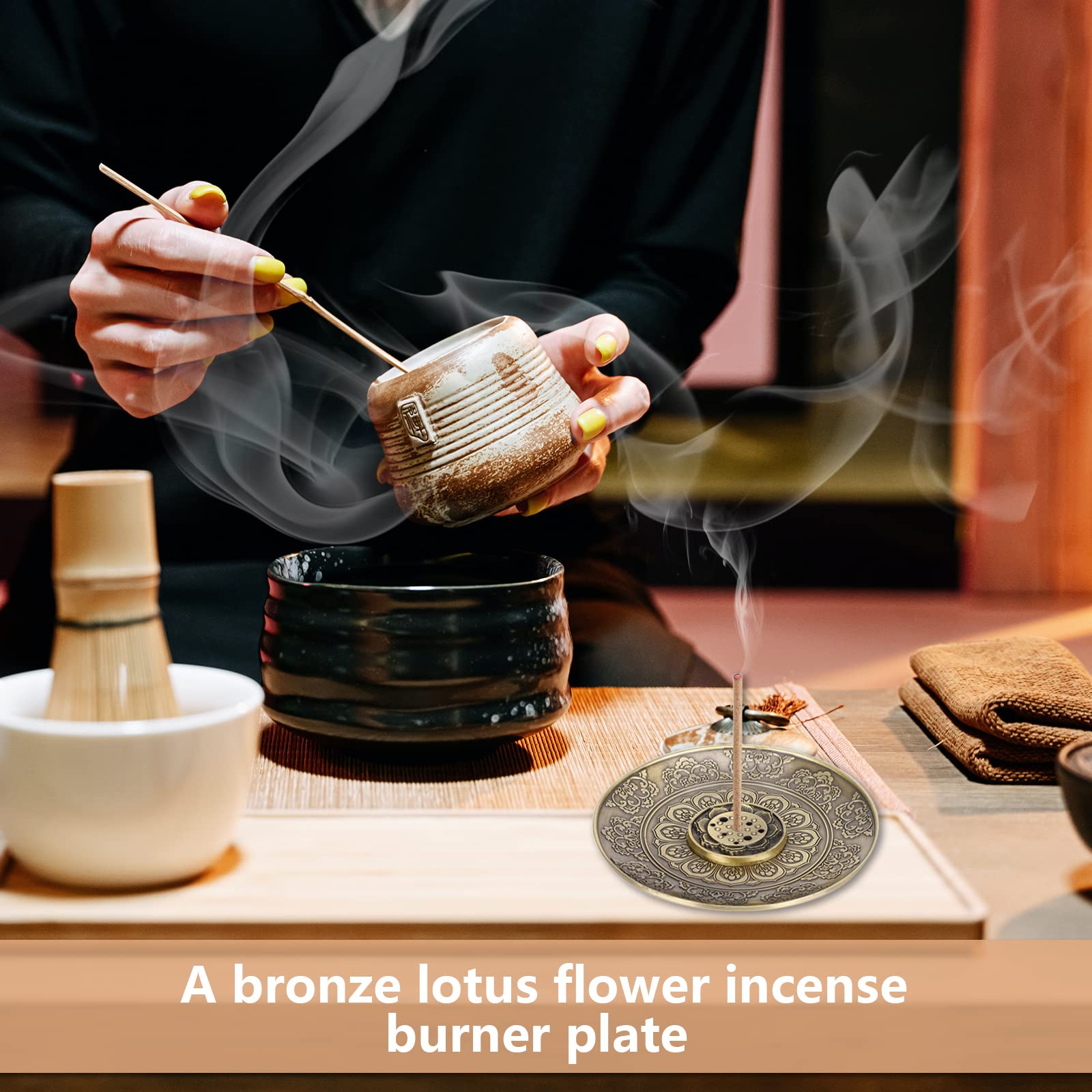 Porta Incenso Loto In Lega Con 9 Fori - Bruciatore Staccabile Per Bastoncini - Ideale Per Yoga, Meditazione E Relax - 2