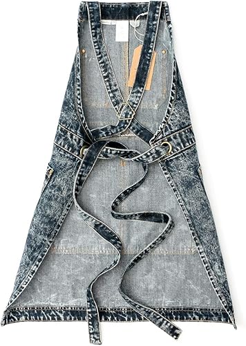 Miniatura 3 de Jeanerlor Delantal de trabajo de algodón con bolsillos para mujeres y hombres con correas cruzadas y ajustable S a XXXL 2 tamaños, Negro -