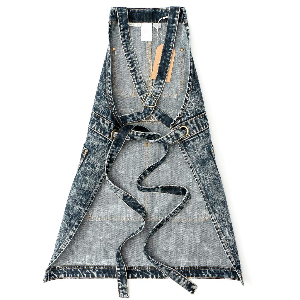 Jeanerlor Grembiuli in denim con tasche per donna lavoro insegnante grembiule per la lavorazione del legno parrucchiere (nero) cinghie incrociate e regolabile da S a M